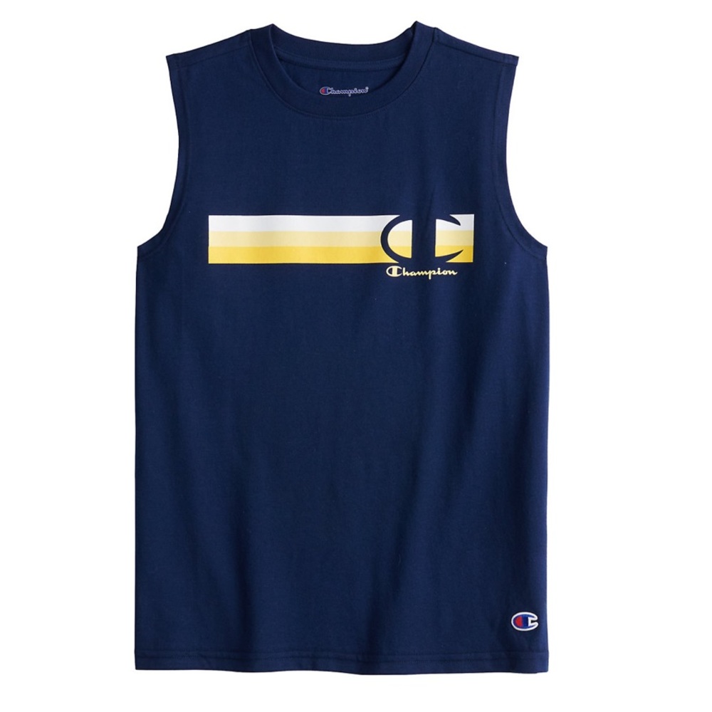 NWT-Boys Champion® Striped C Muscle Tee-Color Blue